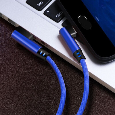 

90 Degree Data Cable  Shape Double Elbow Game Fast Charging Cable Fabric Nylon Braid Cable for iPhone Type C Android