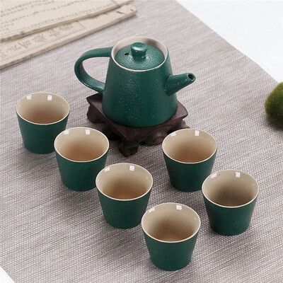 

7pcs Authentic Chinese Black Ceramic Gongfu Tea Set Teapot Canister & 6 Teacups