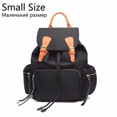 

Vintage Waterproof Nylon Backpack Women Black School Bag for Teenagers Girls Drawstring Ladies Bagpack Youth Backpacks Female