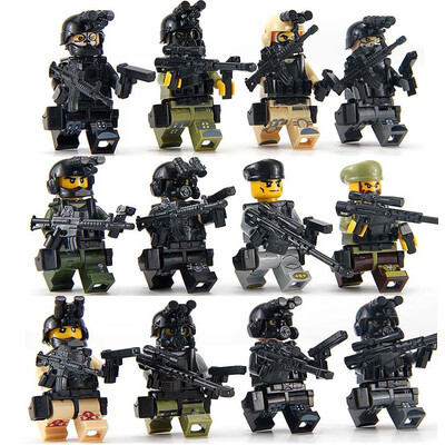 

12PCS Modern Military Armed Forces SWAT Jungle Maze Mini Sences Building Blocks Children Toys Gift Compatible With LegoINGLys