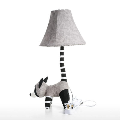 

Grey Raccoon Table Lamp US Plug Without Led Bulb Modern Cute Raccoon Table Lamp with Night Light for Bedroom Office