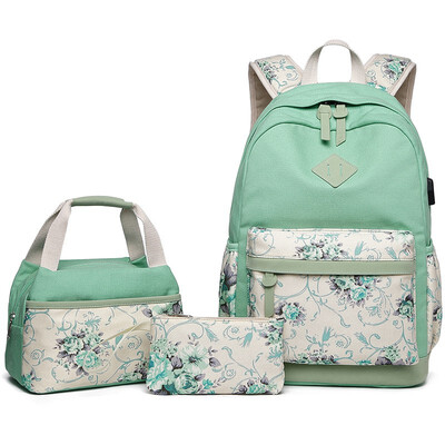 

NeillieN canvas backpack three-piece womens backpack junior high school student bag