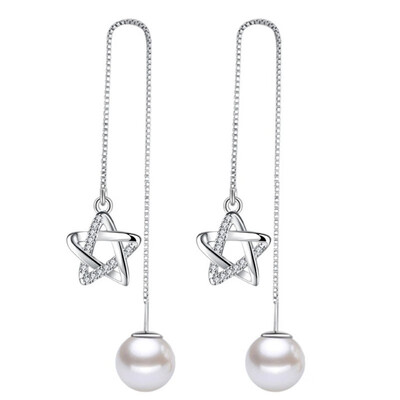 

Star Drop Earrings For Women Long Ear Line Eardrop Cubic Zirconia Birthday Party Gift Fashion Jewelry E173