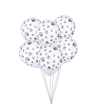 

FUNNYBUNNY Paw Prints A Round Biodegradable Latex Balloons White with Black Paw Prints All Around 12 Inch Birthday Balloons