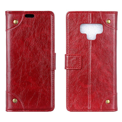 

MOONCASE Samsung Galaxy Note 9 copper buckle nappa leather case - wine red