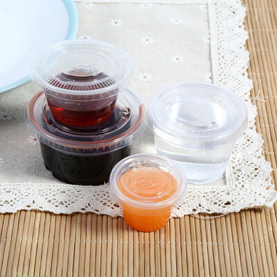 

4 Sizes 50Pcs Disposable Plastic Clear Sauce Chutney Cups Boxes With Lid Food Takeaway HotSauce Cup Chutney Cup