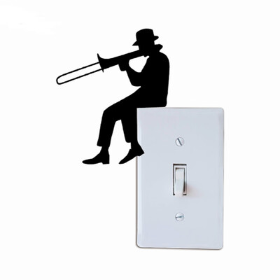 

Man Playing Trombone Silhouette Light Switch Sticker Music Vinyl Wall Decal