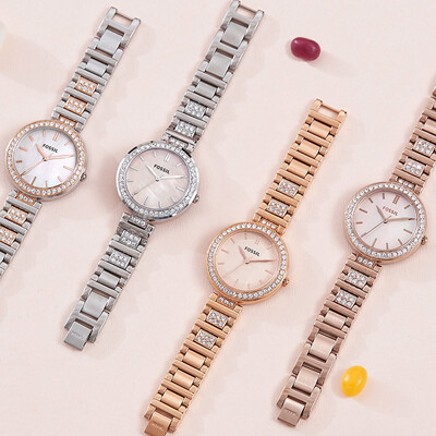 

Fossil watches new European&American fashion simple waterproof quartz womens watch ladies fashion fashion watch diamond dial silver steel belt BQ3182