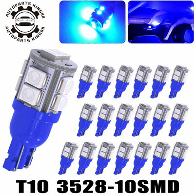 

20X Ultra Blue T10 10-SMD Wedge LED Interior Light Bulb W5W 158 168 194 192 2825