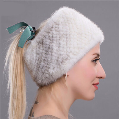 

New quality Winter New Mink Scarf Women Real Mink Fur Hat Knitted Mink Fur Headband Muffler Ring Russian Elastic Neckerchief