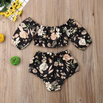 

Infant Newborn Baby Girls Floral Tunic Tops Shorts Pants Outfits Set Clothes