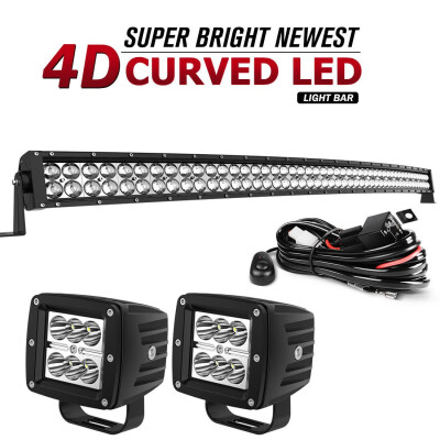 

52inch Curved LED Light Bar Spot Flood4 Pods Harness for Ford Truck ATV 4X4