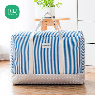 

Youfen thick cotton&linen storage bag extra large quilt clothing waterproof packaging bag travel storage bag 72L fashion blue