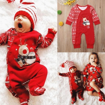 

Christmas Newborn Infant Baby Boy Girl Long Sleeve Romper Jumpsuit Bodysuit Outfit Clothes