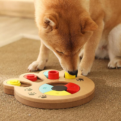 

Food Treated Wooden Toy Dog Seek-A-Treat Puzzle IQ Training Toy Bone Shape Educational Games Plate Toy for Dog Puppy