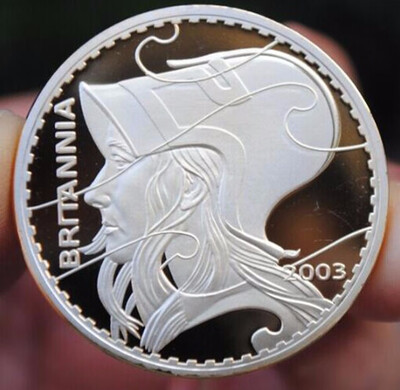 

40MM Silver Plated BRITANIA 2003 Souvenir COIN MEDAL ENGLAND UK British