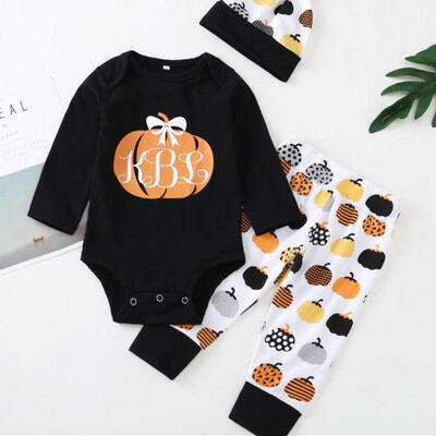 

Halloween Infant Kids Baby Girl Boy Long Sleeve RomperLong PantsHat Outfits
