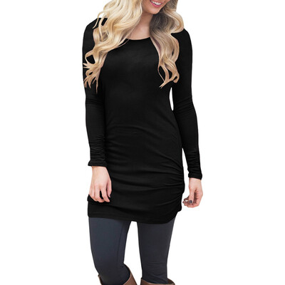

Lengthened Hem Side Pleated Tops