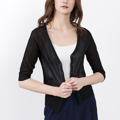 

CANVAUS Women Summer Solid Slim Thin Section V-neck Half-sleeved Knitted Cardigan Sweater Short Air Conditioning Shirt CS8029D