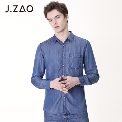 

Tokyo Tokyo made JZAO Mens Tencel Denim Shirt Blue  180100A