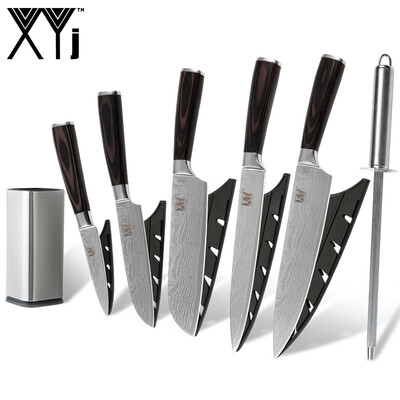 

XYJ Handmade 8" 8" 7" 5" 35" Kitchen Knife Stainless Steel Blade Kitchen Knives And Scissor Blue Electric Knife Sharpener