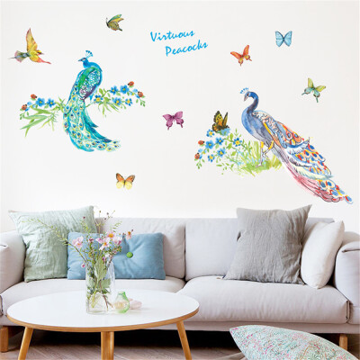 

Coloured Peacock Butterfly&Bird Wall Sticker for Living Room Wall Sticker