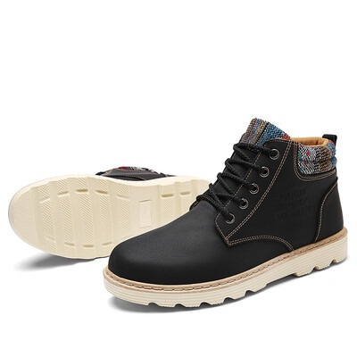 

New winter fashion plus velvet warm Martin tooling boots British wind boots mens short tube trend