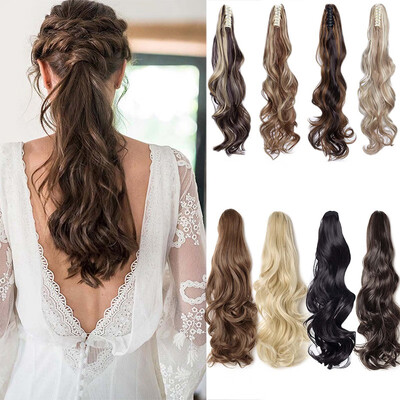 

Long Thick Claw Jaw Ponytail Big Straight Wave Clip in Pony Tail Hair Extension Extensions