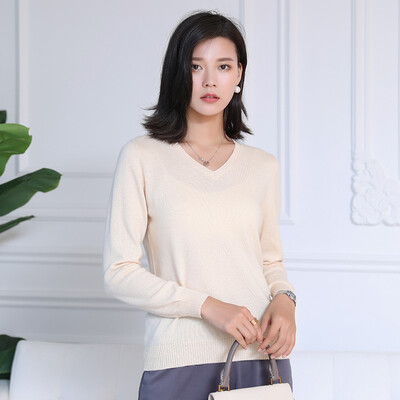 

QIANMUCHUN female V-neck cashmere bottoming shirt soft&comfortable 5778