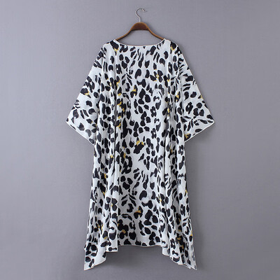 

New Women Chiffon Kimono Cardigan Floral Leopard Print Asymmetric Boho Loose Outerwear Beachwear Bikini Cover Up
