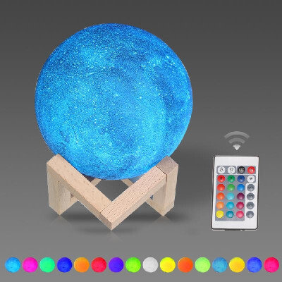 

10cm394in 3D Printing Star Moon Lamp USB Led Moon Shaped Table Night Light with Base 16 Colors Changing Touch&Remote Control