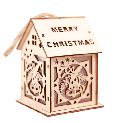 

Christmas Decorative Warm White Light LED Chalet Luminous Cute Wood House Christmas Tree Hanging Ornaments Xmas Festival Holiday D