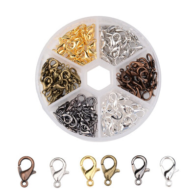 

PH PANDAHALL 120 Pcs 6 Colors Alloy Lobster Claw Clasps Cord End for Jewelry Making