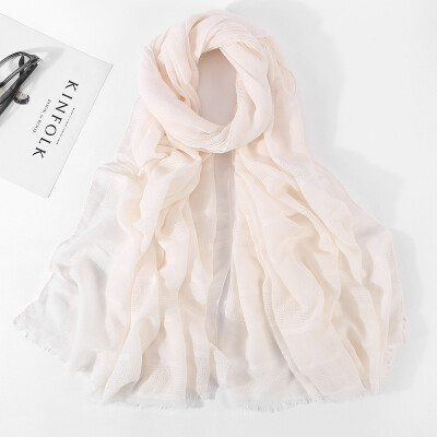 

Spring new cotton&linen national wind solid color hollow scarf foreign trade Sen literary wind lady shawl