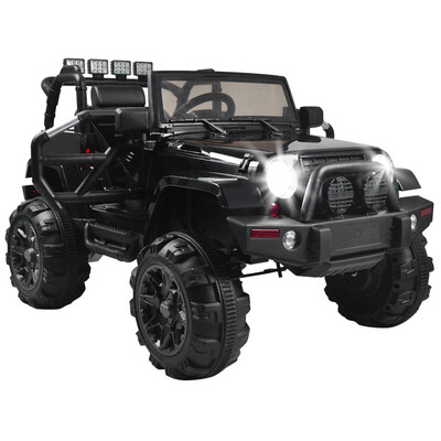 

Ktaxon 12V Ride On Car Truck w Remote Control 3 Speeds Spring Suspension LED Light - Black