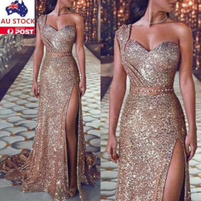 

AU Women Sequins Formal Long Evening Party Dress Prom Gown Bridesmaids Dresses