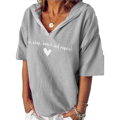 

Women Ladies Short Sleeve Hoodie Hooded T Shirt Summer Casual Tops Blouse