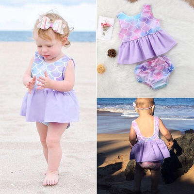 

Summer Toddler Baby Girl Clothes Mermaid Vest TopsShorts Pants Outfits 2Pcs