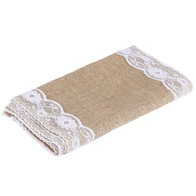 

12 x 108 Inches Burlap Lace Hessian Table Runner Jute Country Wedding Party Decor