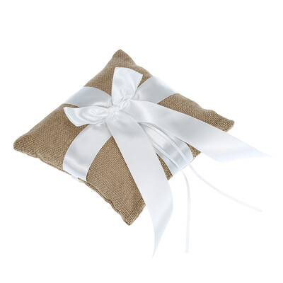 

Wedding Ring Pillow Burlap Wedding Ceremony Pocket Ring Pillow Satin Lace 2020cm