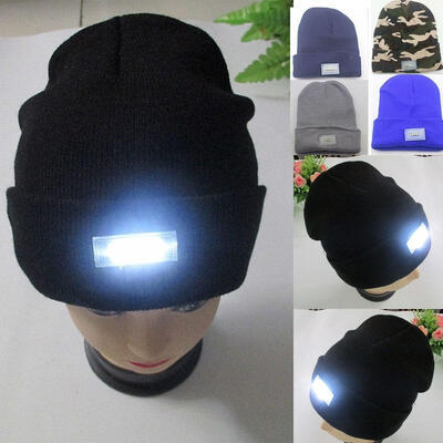 

Unisex 5 LED lighted Cap Hat Winter Warm Beanie Angling Hunting Camping Running 5-color glkj