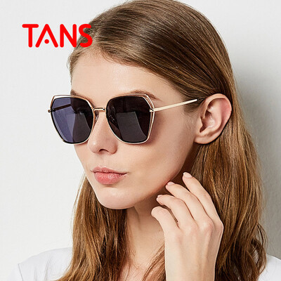 

TANS Sanshi Polarized Sunglasses Women Fashion Box Transparent HD Sunglasses Retro Driving Glasses Female 7036 Gold Frame Gray
