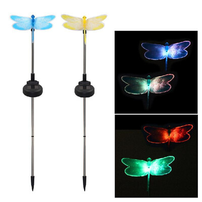 

2 Pack LED Solar Garden Stake Light Multi Color-Changing Butterfly Dragonfly Hummingbird Garden Decoration Figurines Lights Outdoo