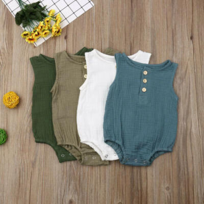 

Newborn Baby Girls Kid Sleeveless Bubble Cotton Romper Bodysuit Clothes Top 0-2Y