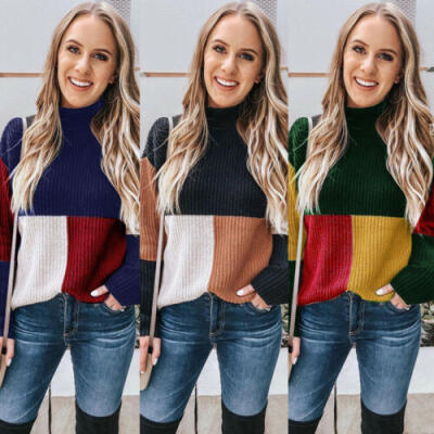 

AU Casual Womens Long Sleeves Knitted Turtle Neck Sweater Jumper Pullover Tops