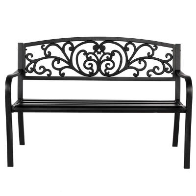 

Outdoor Patio Park Bench Courtyard Leisure Steel & Cast Iron Chair