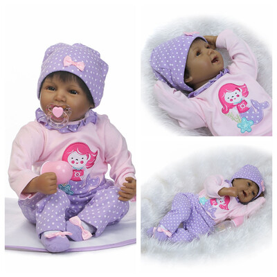 

Ktaxon Black African American Reborn Baby Doll Lifelike Silicone Toddler 22"55cm