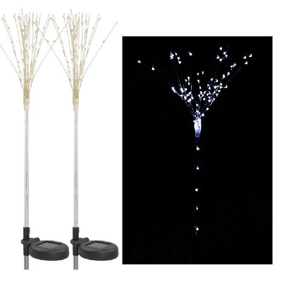 

2 Pack Solar Fireworks Tree Lights With Light Sensor 100-LEDs DIY Shape Multi Color Garden Decorative Lawn Light Pathway Lamp