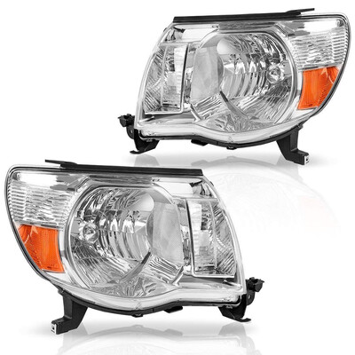 

For 2005-2011 Toyota Tacoma Pickup Truck Headlight Assembly OE Style Headlights Replacement Chrome Housing with Amber Reflector