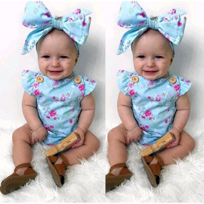 

Newborn Baby Girl Floral Romper Bodysuit Jumpsuit One-Piece Clothes Sunsuit 0-2T